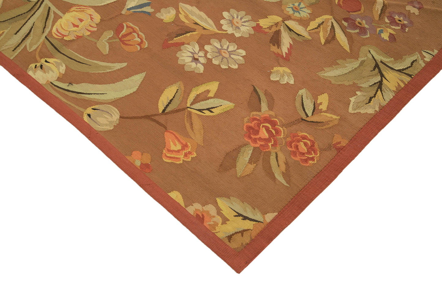 9x12 Brown Aubusson Kilim - 29473