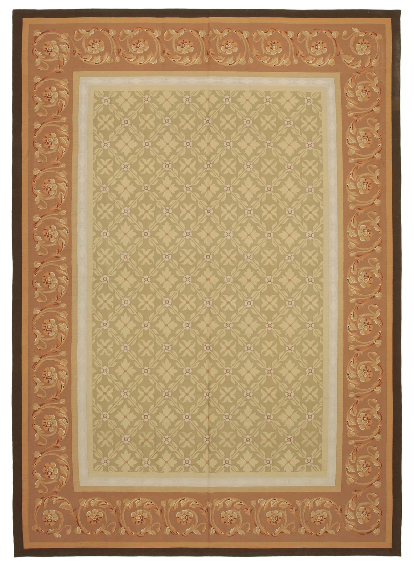 10x14 Brown Aubusson Kilim - 29493