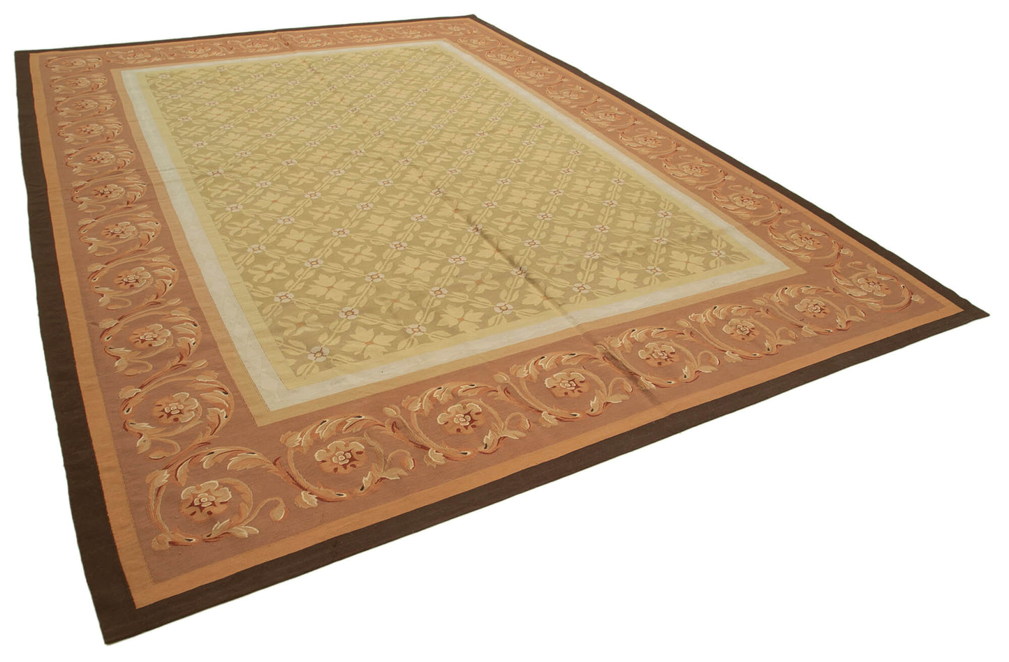 10x14 Brown Aubusson Kilim - 29493