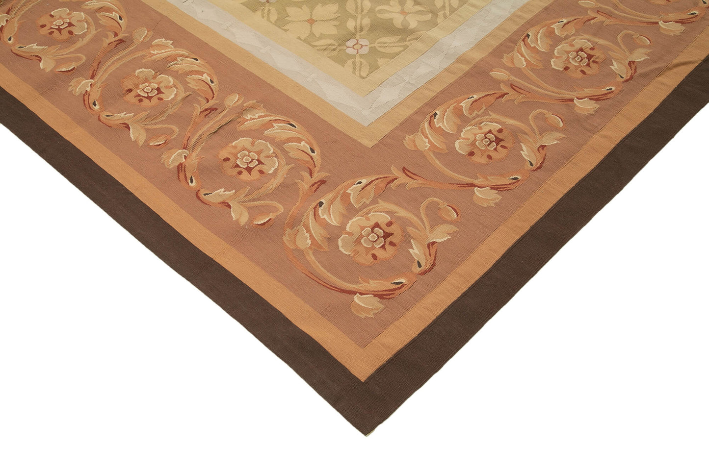 10x14 Brown Aubusson Kilim - 29493