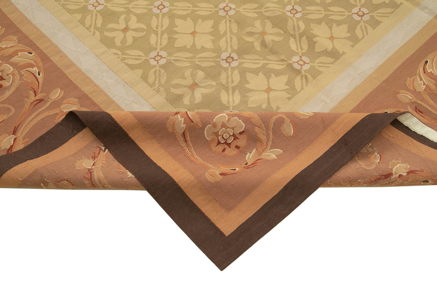 10x14 Brown Aubusson Kilim - 29493