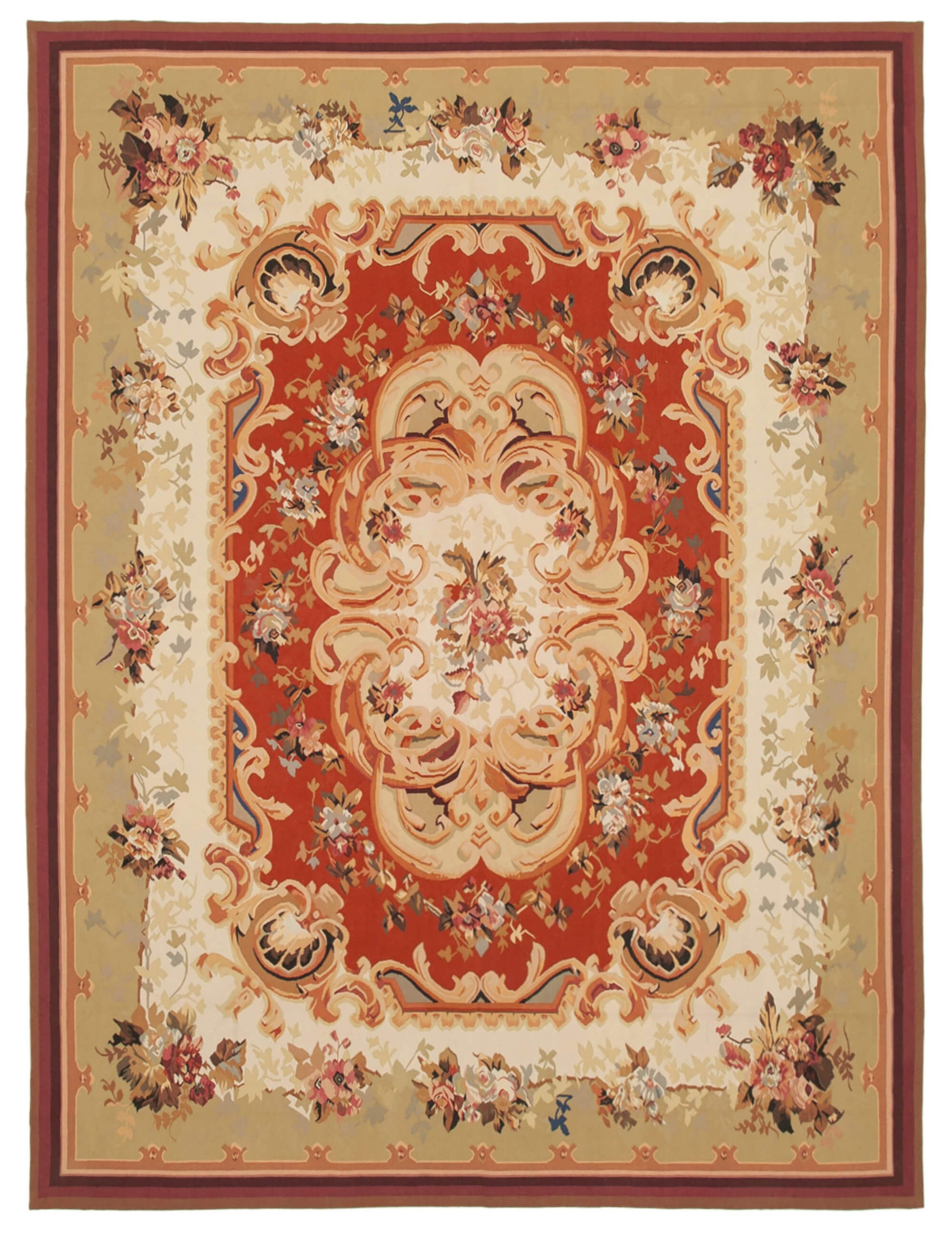 9x12 Beige Aubusson Kilim - 29496