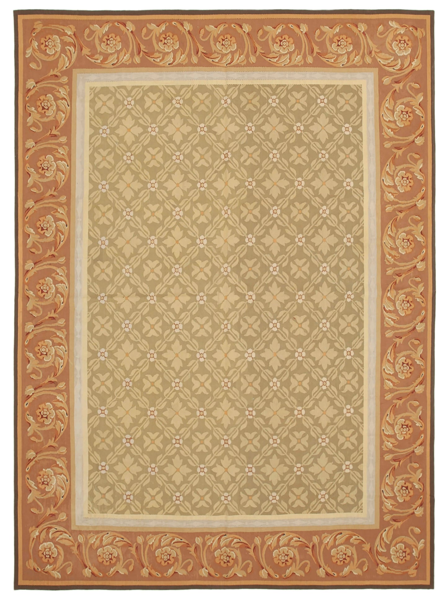 8x12 Brown Aubusson Kilim - 29497