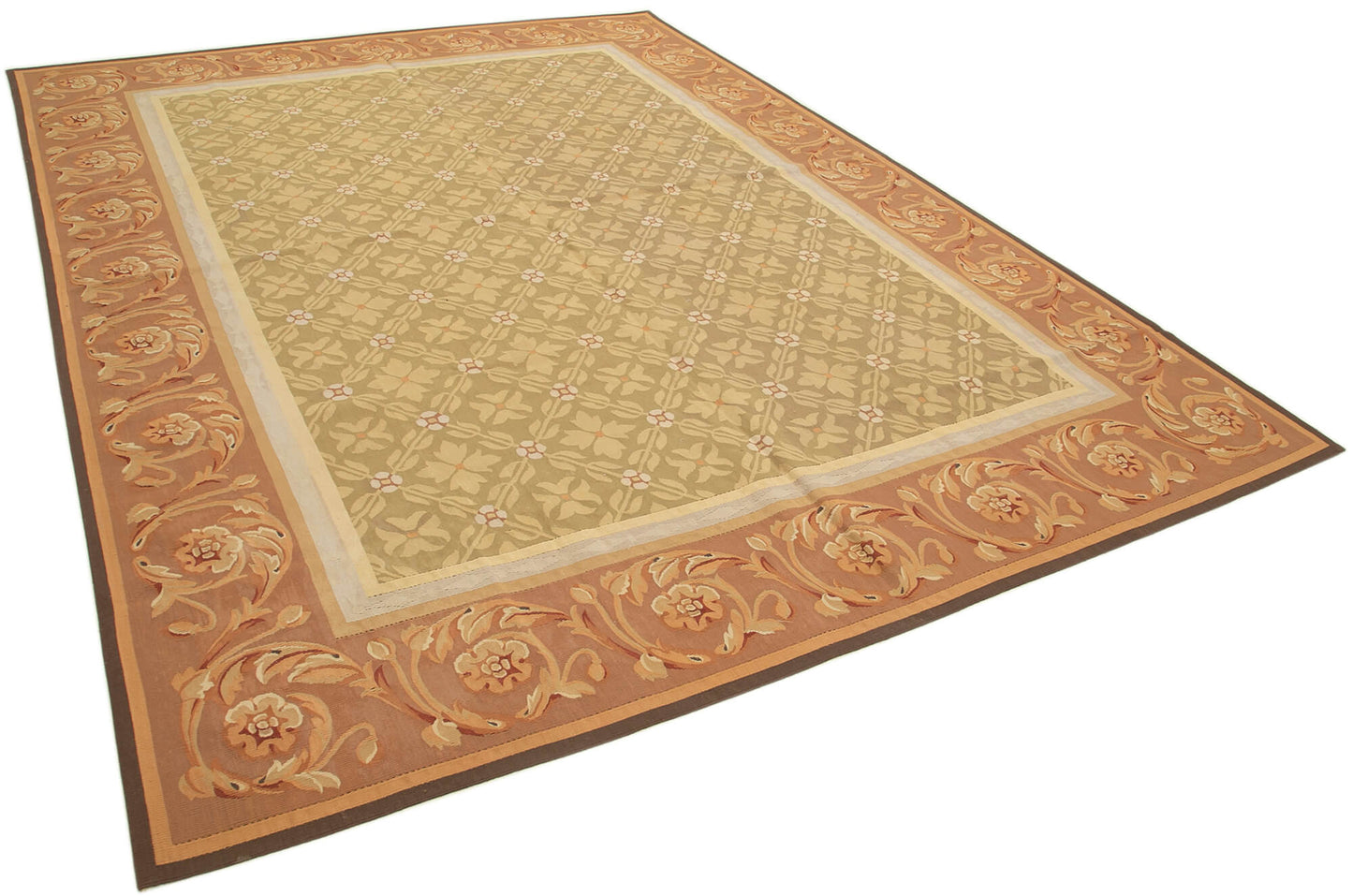 8x12 Brown Aubusson Kilim - 29497