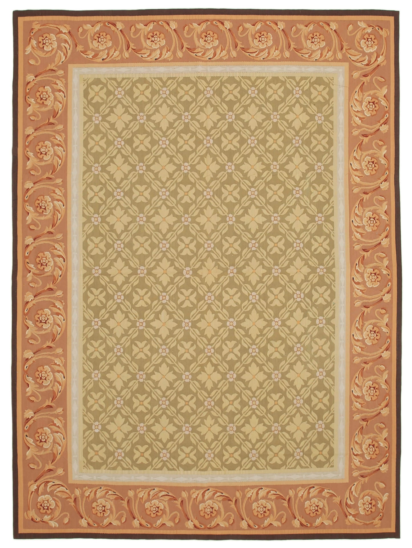 9x12 Brown Aubusson Kilim - 29501