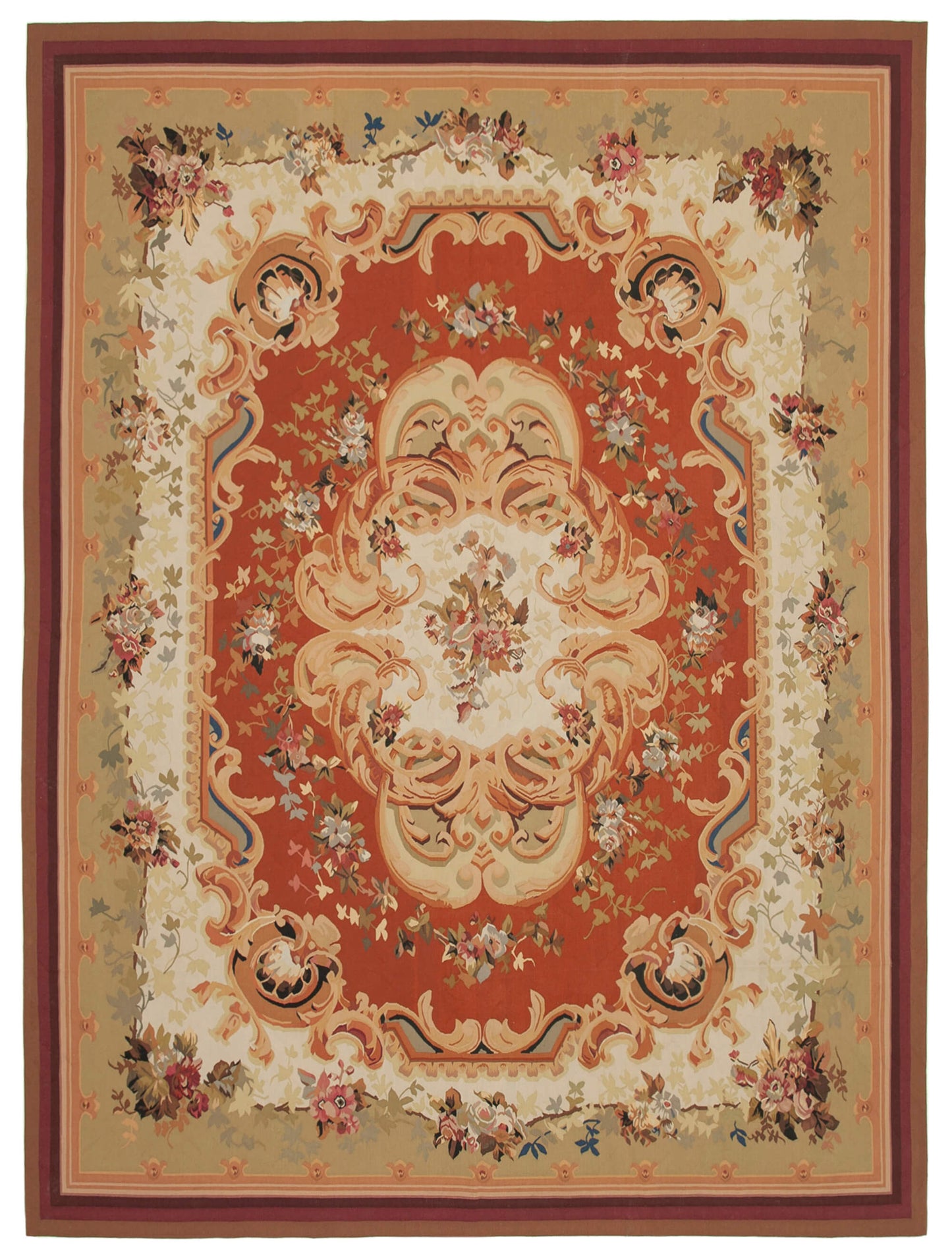 10x14 Beige Aubusson Kilim - 29507