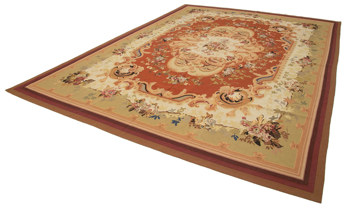 10x14 Beige Aubusson Kilim - 29507