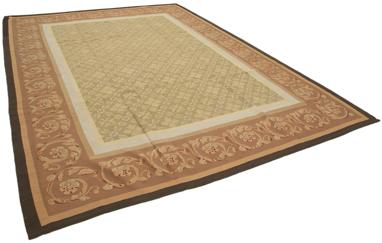 10x14 Brown Aubusson Kilim - 29515