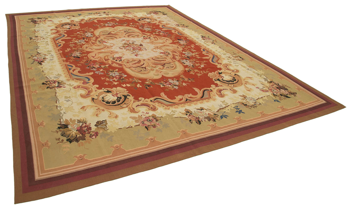 10x14 Beige Aubusson Kilim - 29519