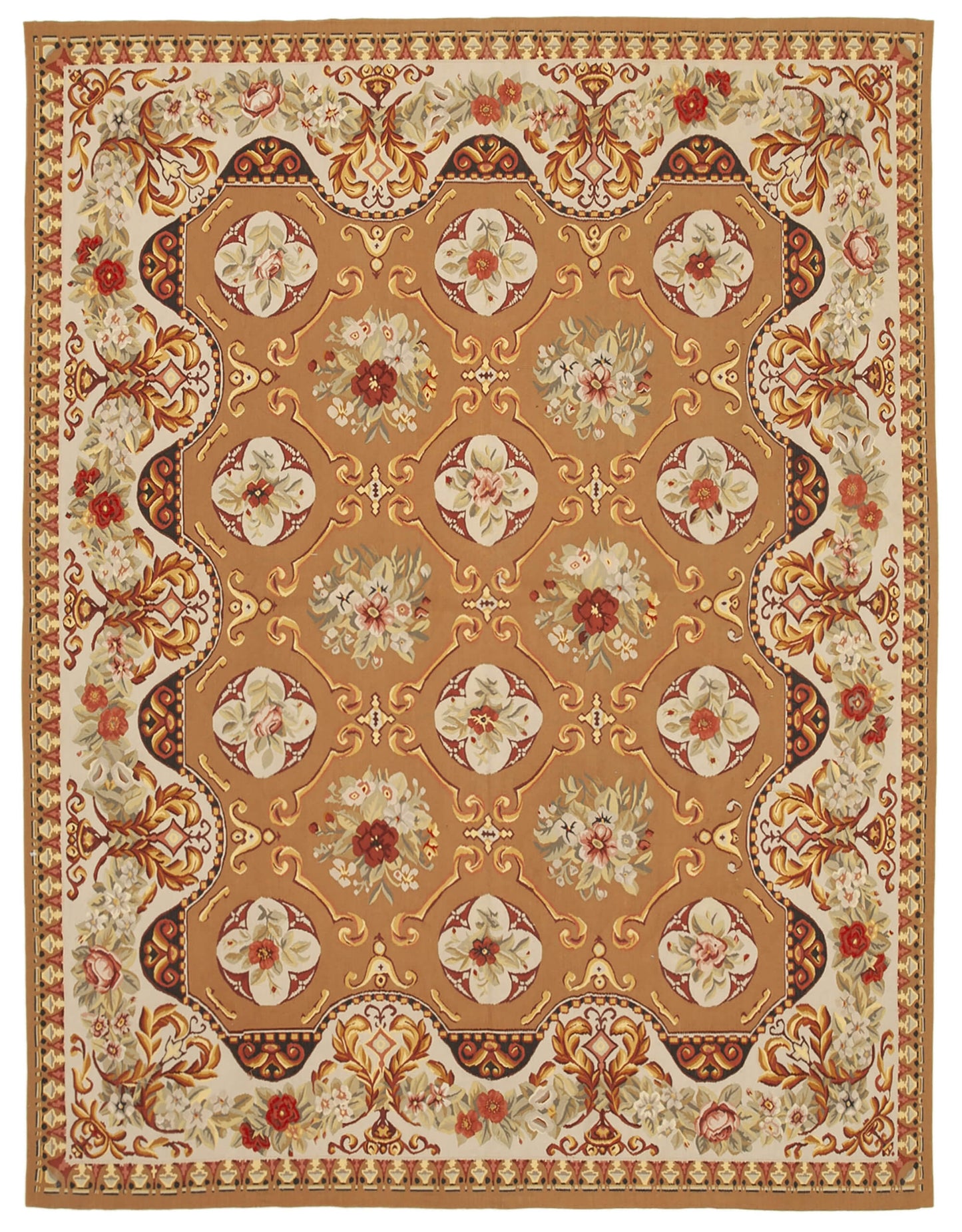 8x10 Beige Aubusson Kilim - 29527