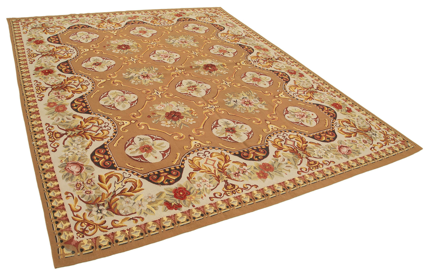 8x10 Beige Aubusson Kilim - 29527