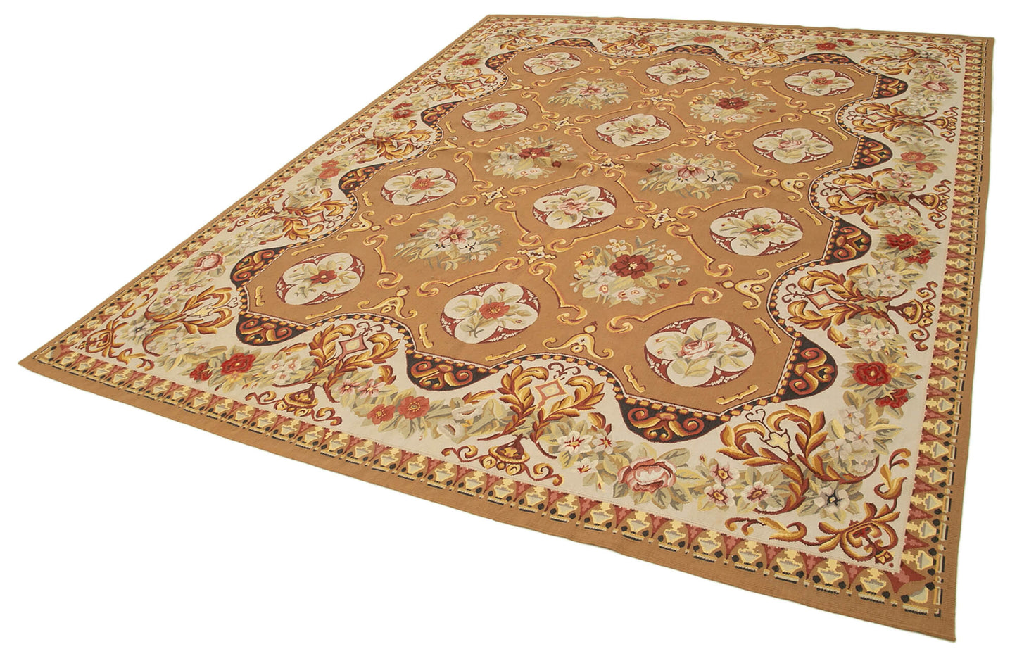 8x10 Beige Aubusson Kilim - 29527