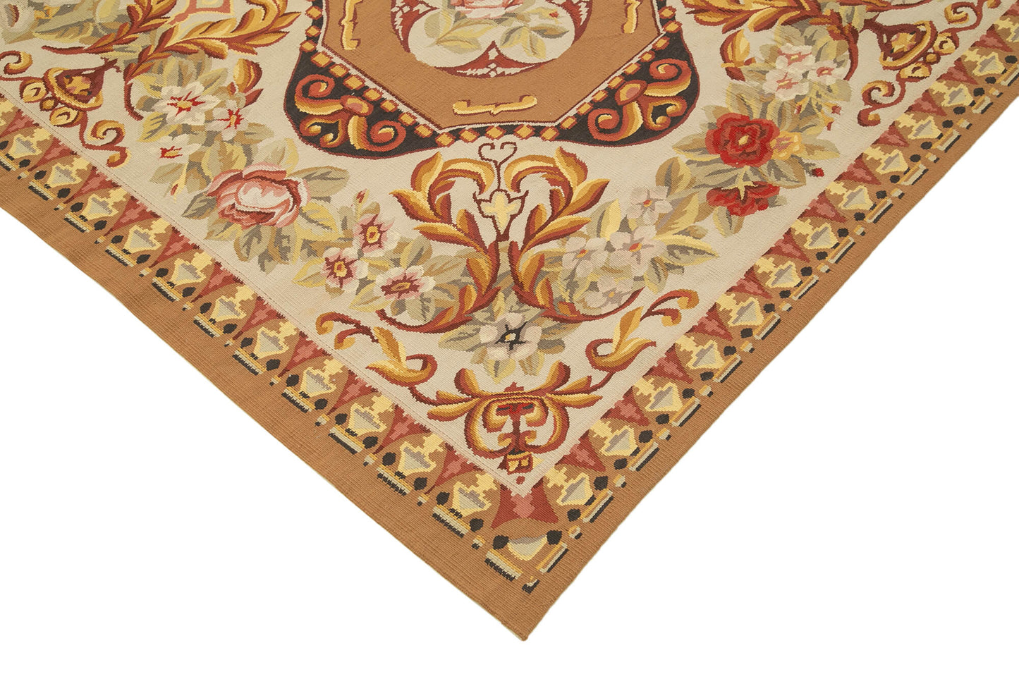 8x10 Beige Aubusson Kilim - 29527