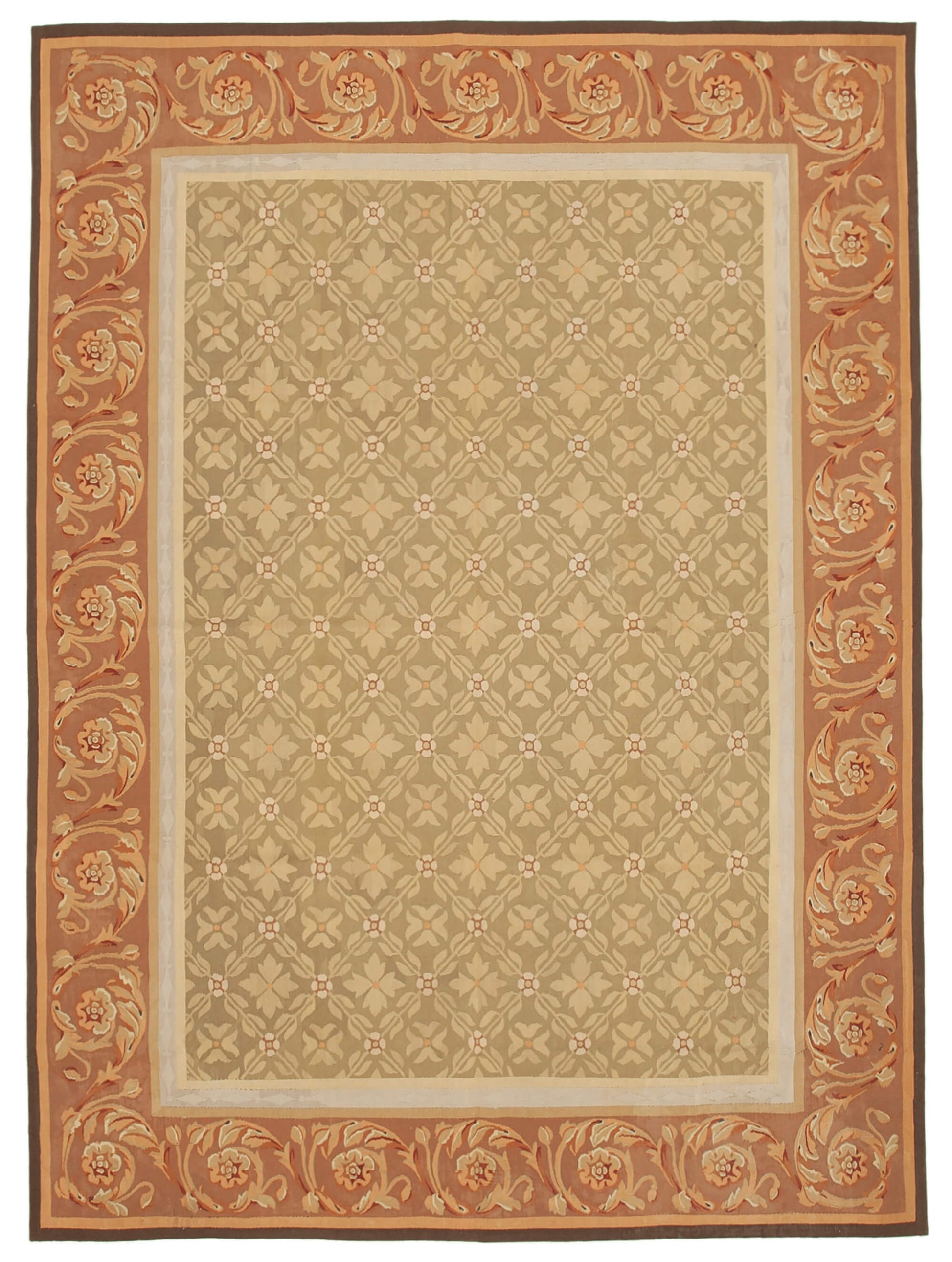 9x12 Brown Aubusson Kilim - 29531