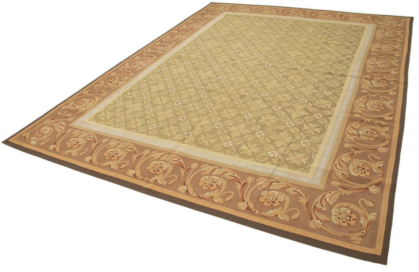 9x12 Brown Aubusson Kilim - 29531