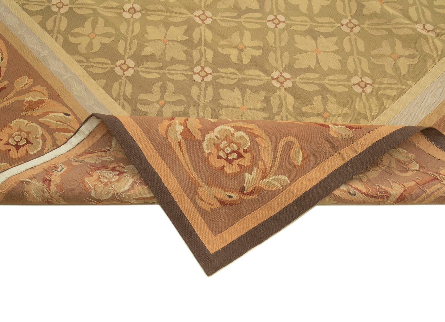 9x12 Brown Aubusson Kilim - 29531