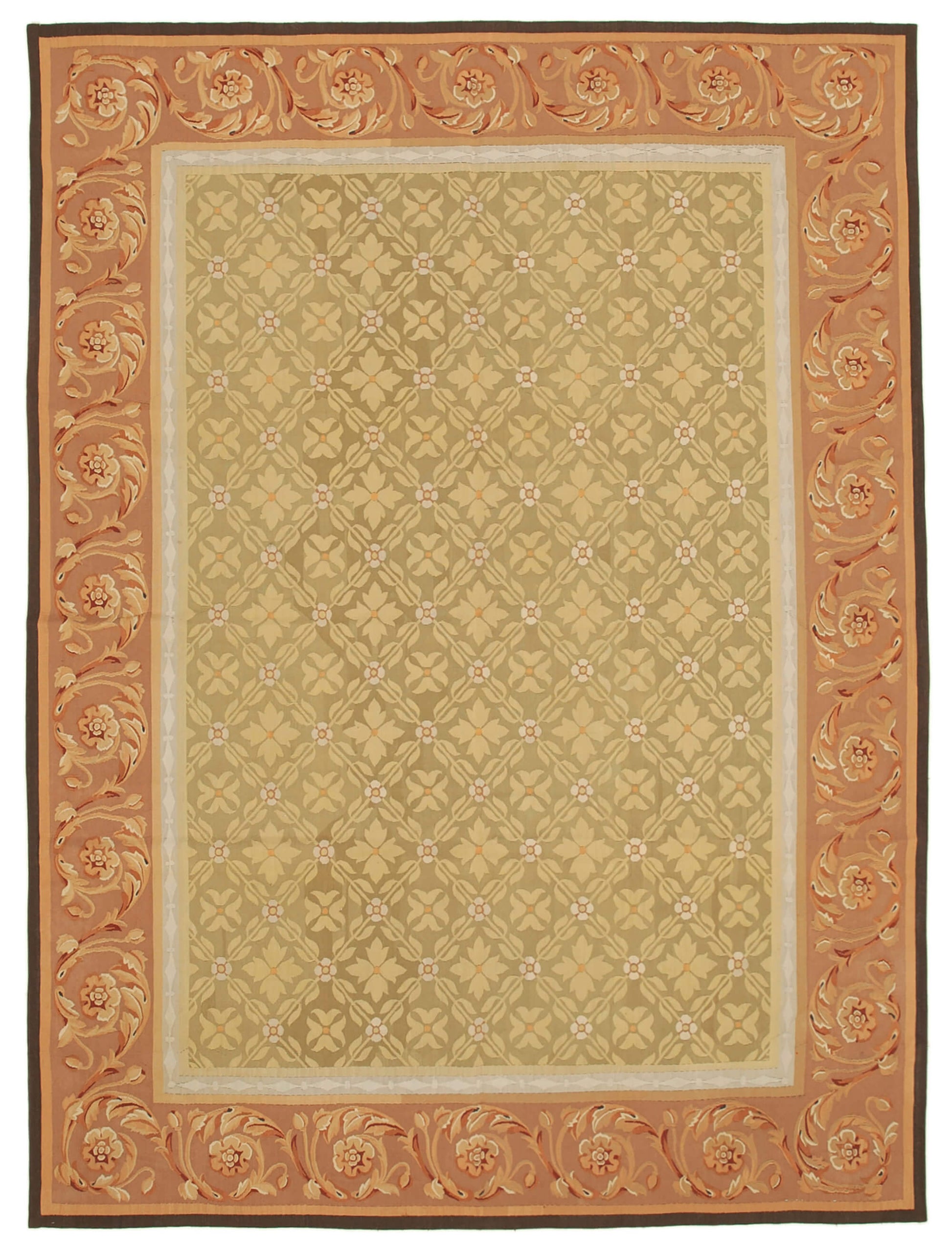 9x12 Brown Aubusson Kilim - 29535