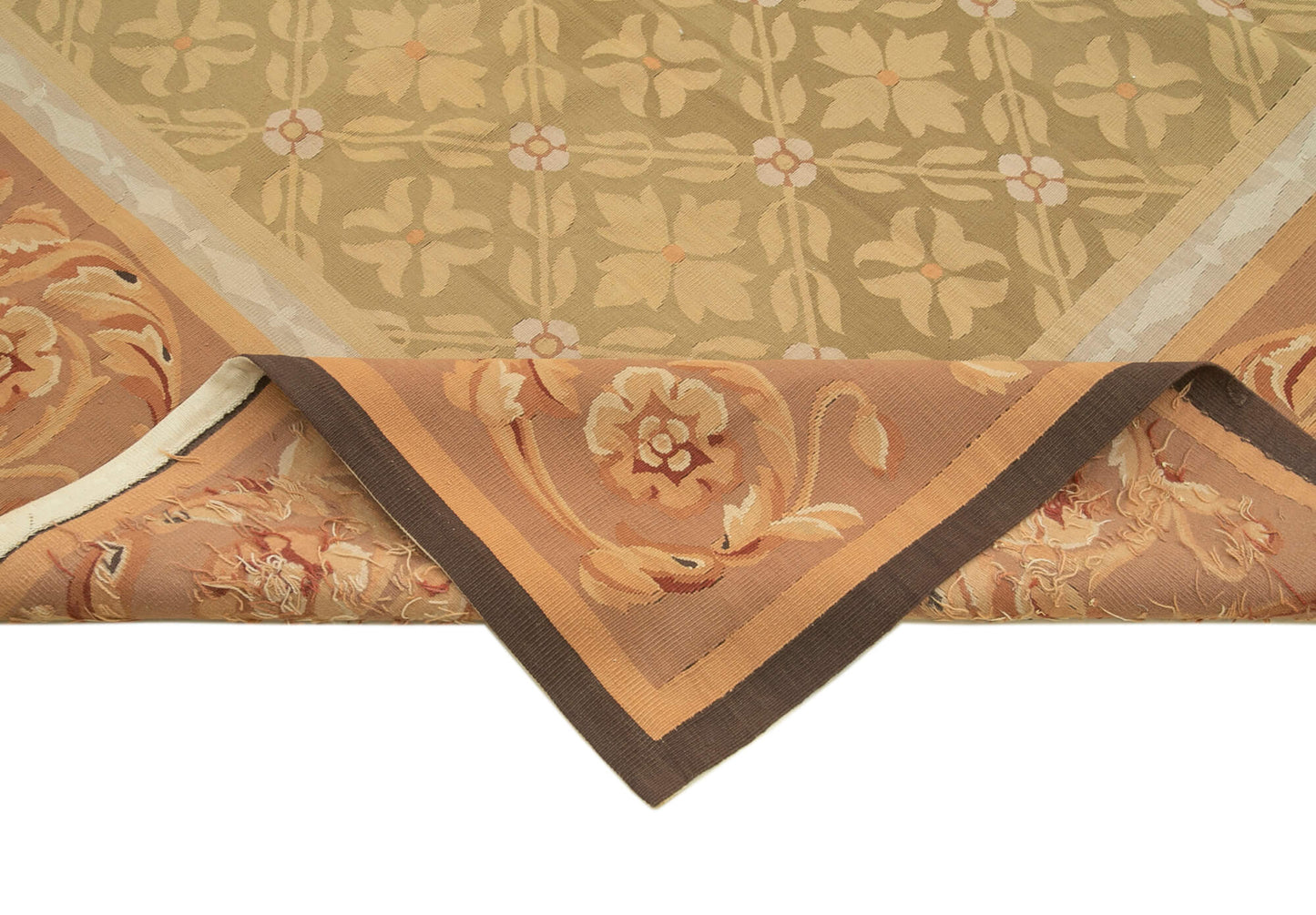 9x12 Brown Aubusson Kilim - 29535