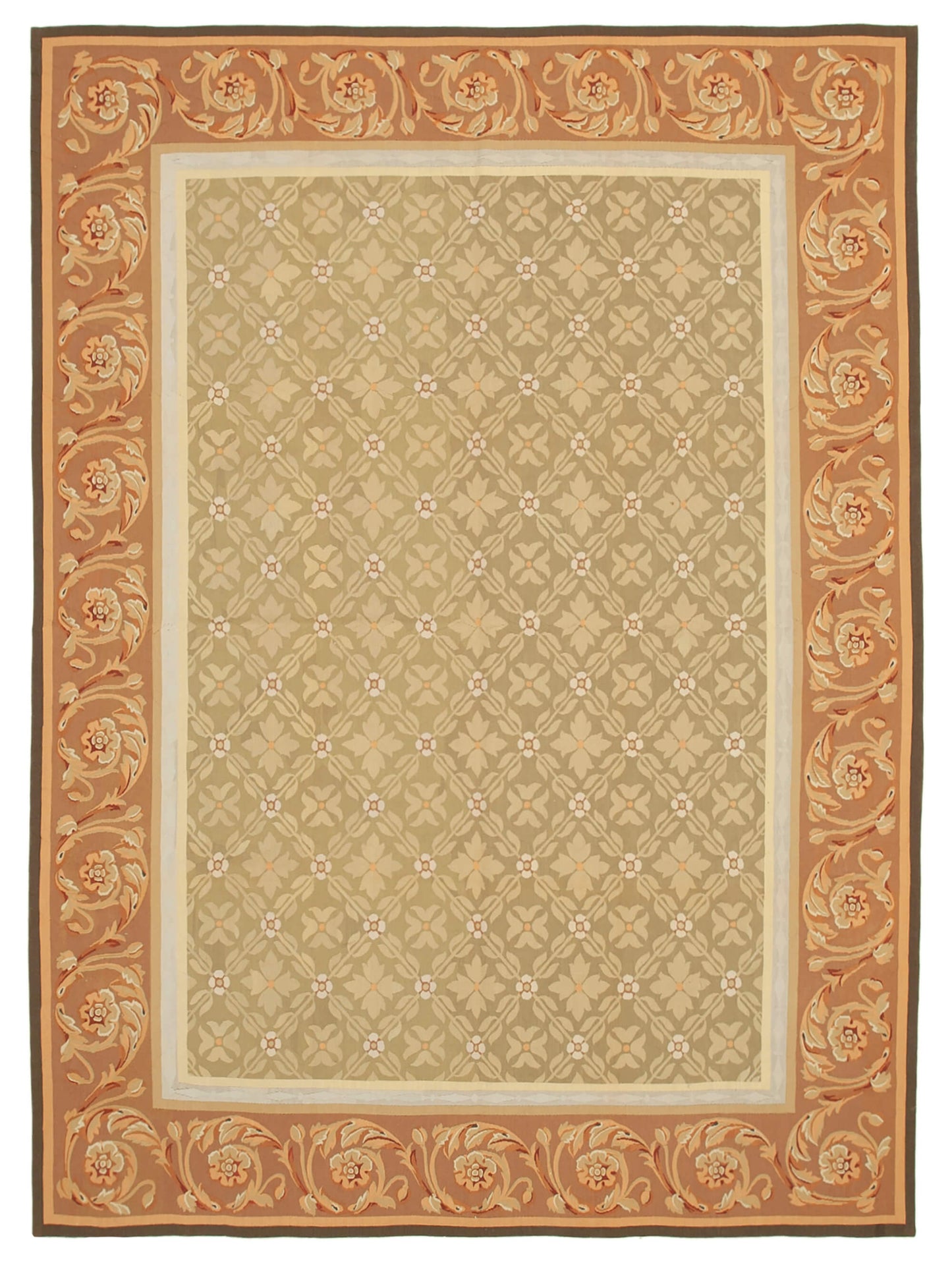 9x12 Brown Aubusson Kilim - 29538