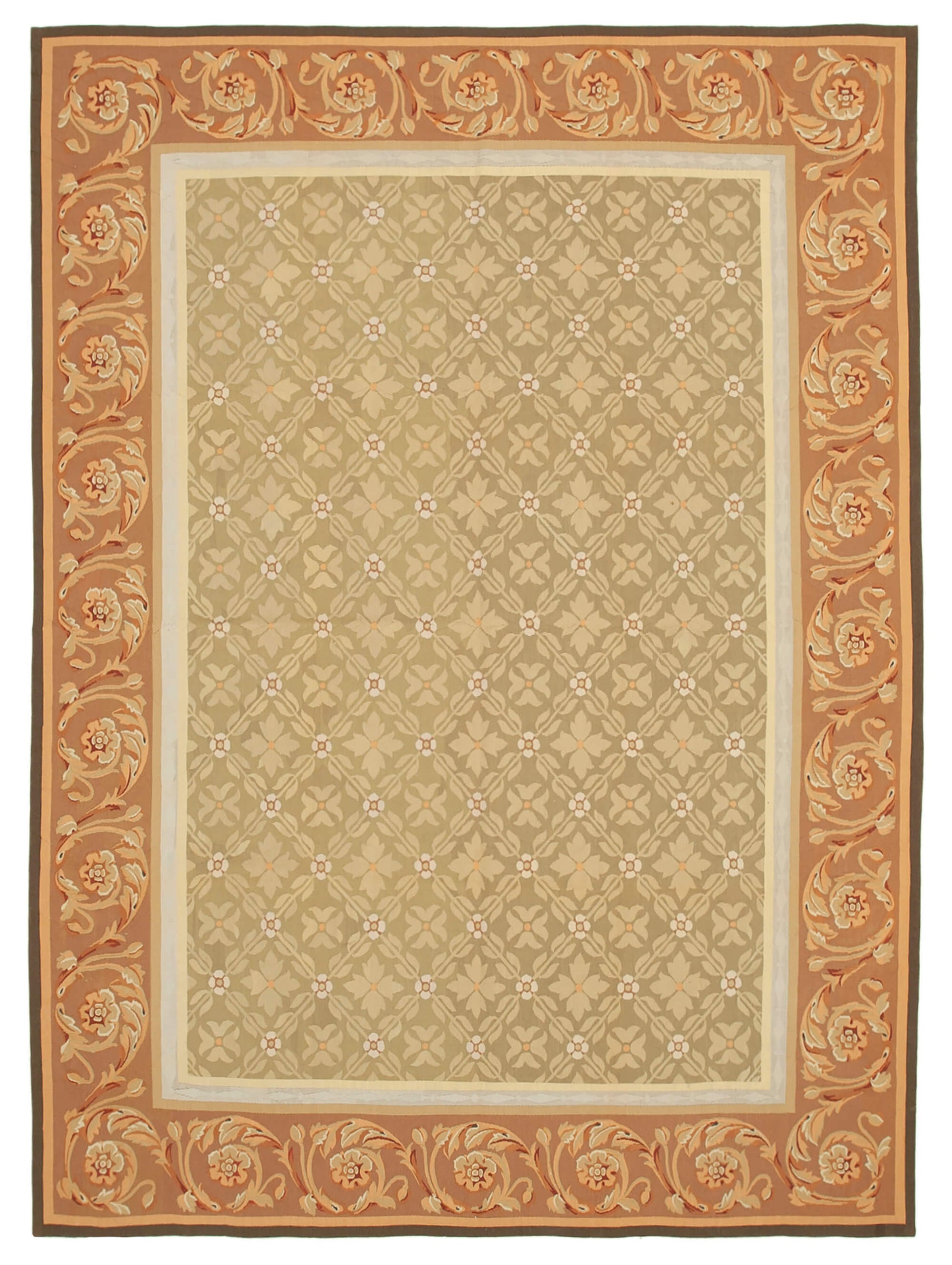 9x12 Brown Aubusson Kilim - 29538