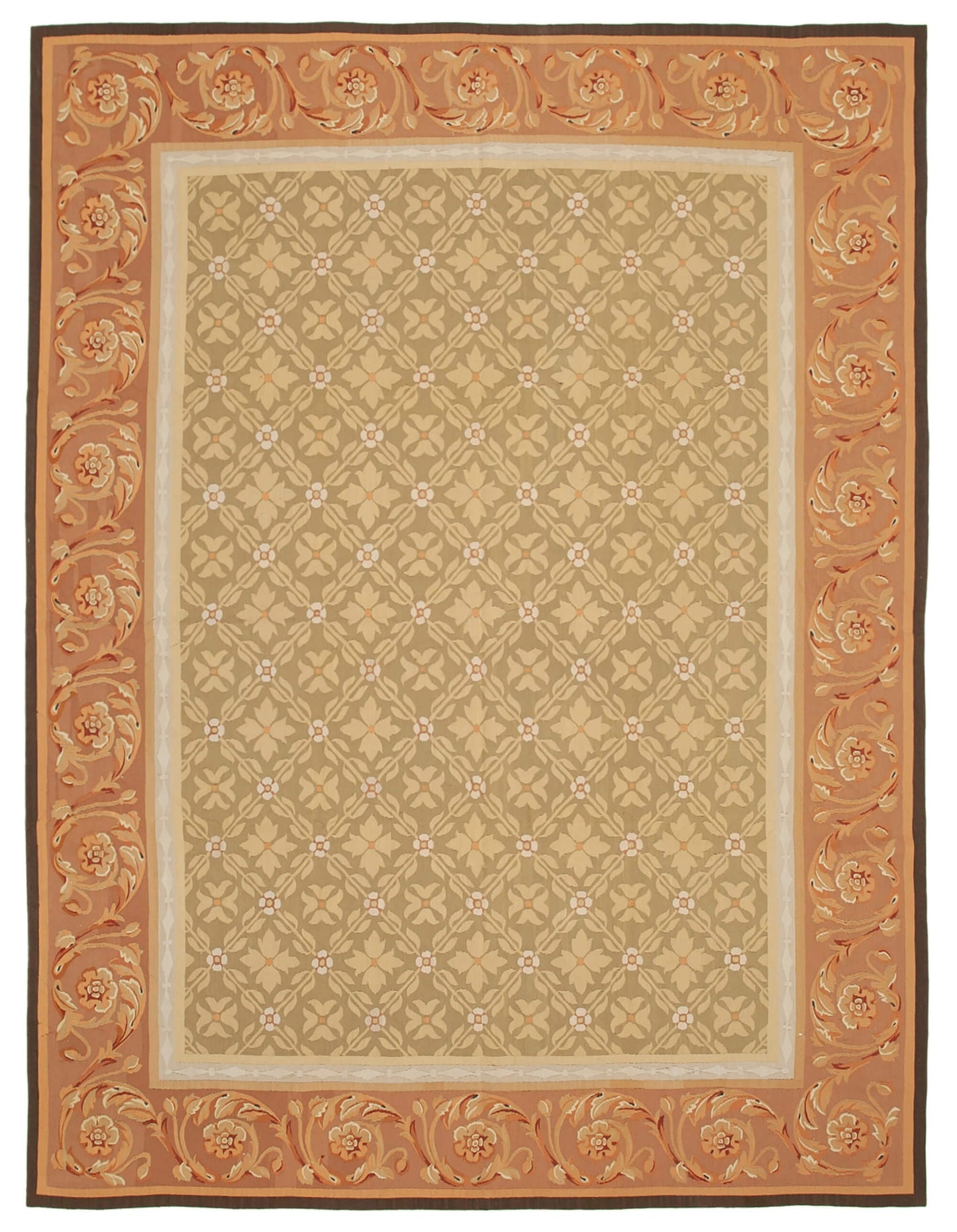 9x12 Beige Aubusson Kilim - 29541