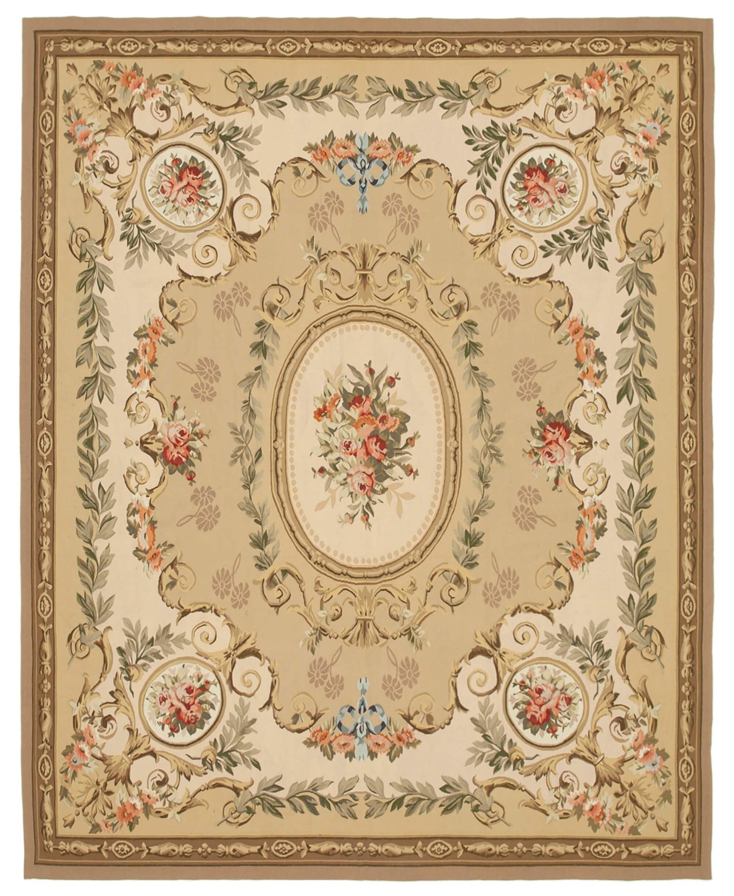 9x11 Beige Aubusson Kilim - 29544