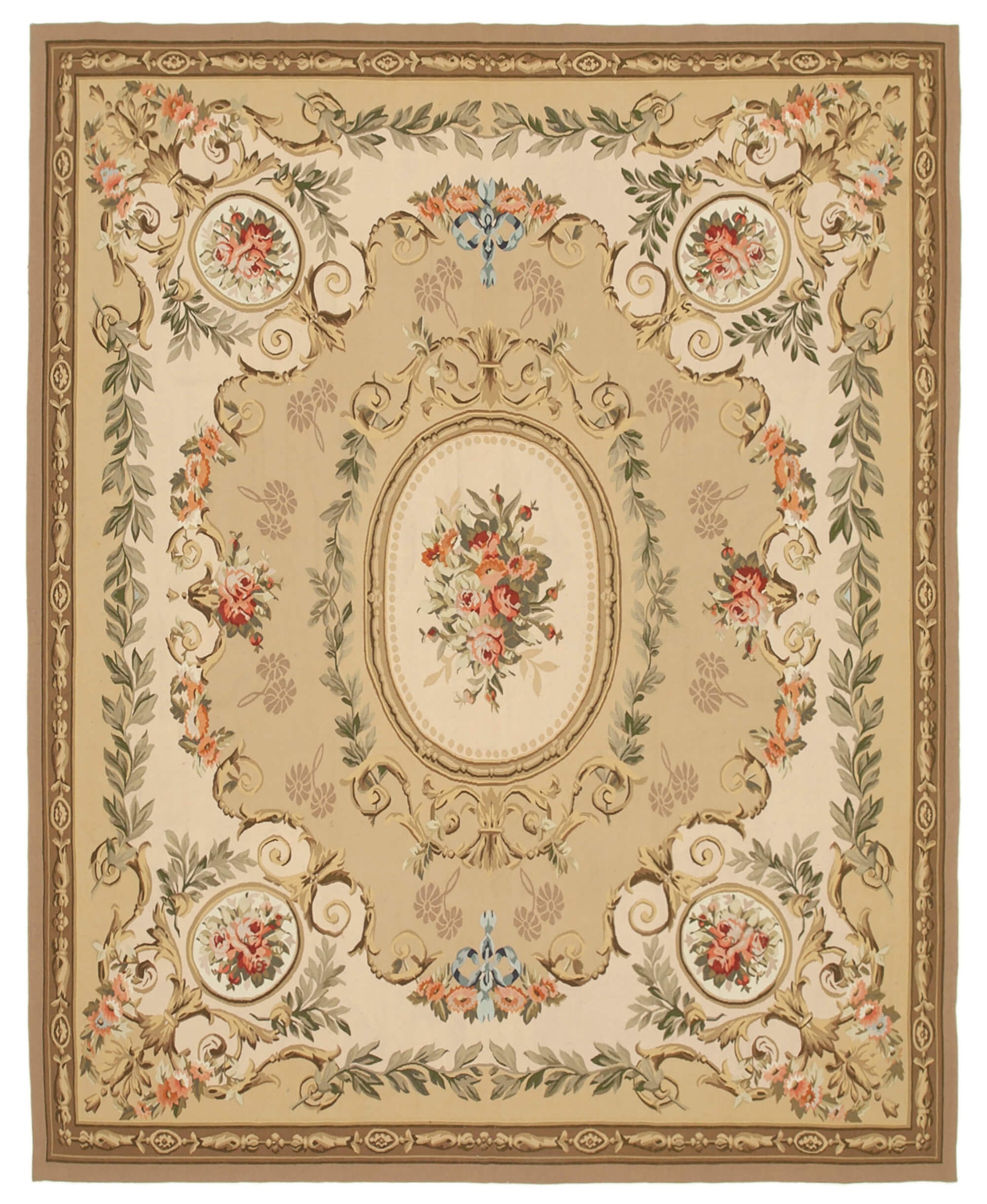 9x11 Beige Aubusson Kilim - 29544