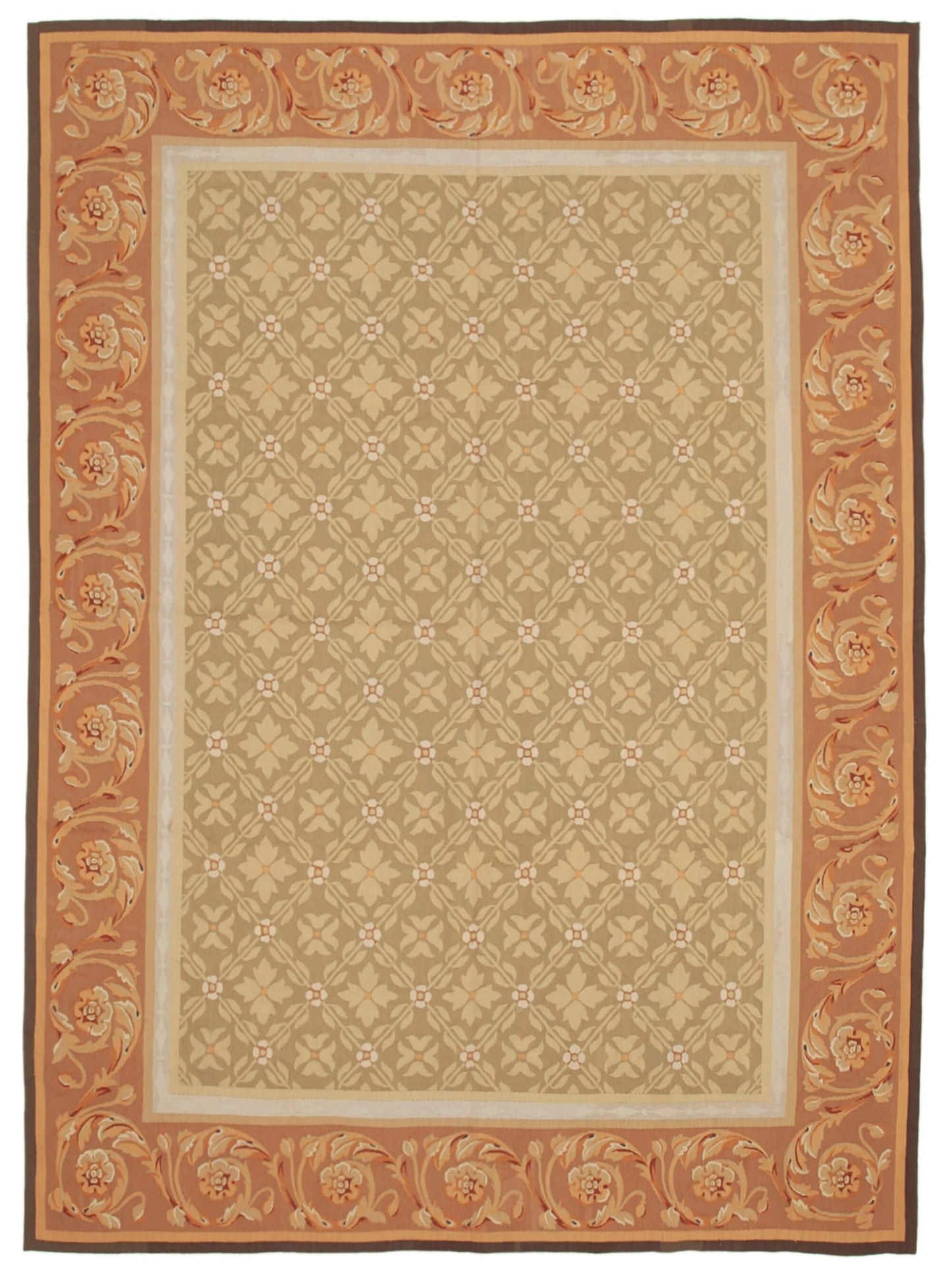 9x12 Brown Aubusson Kilim - 29545