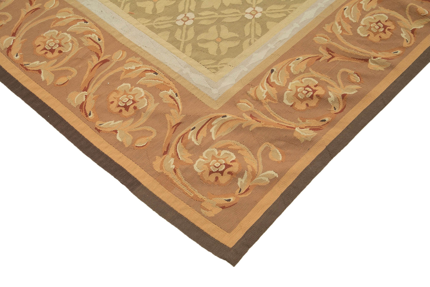 9x12 Brown Aubusson Kilim - 29545