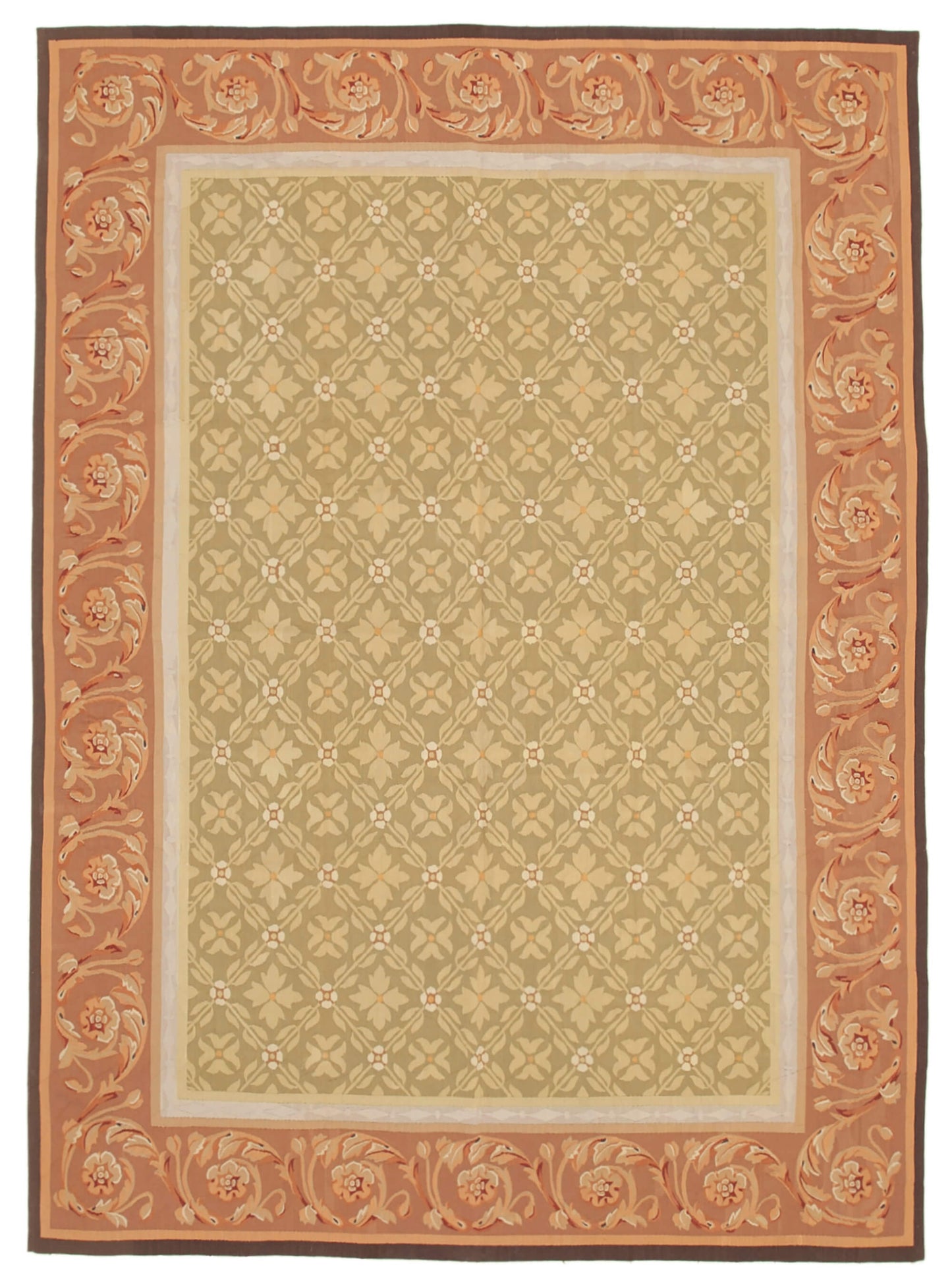 9x12 Brown Aubusson Kilim - 29546