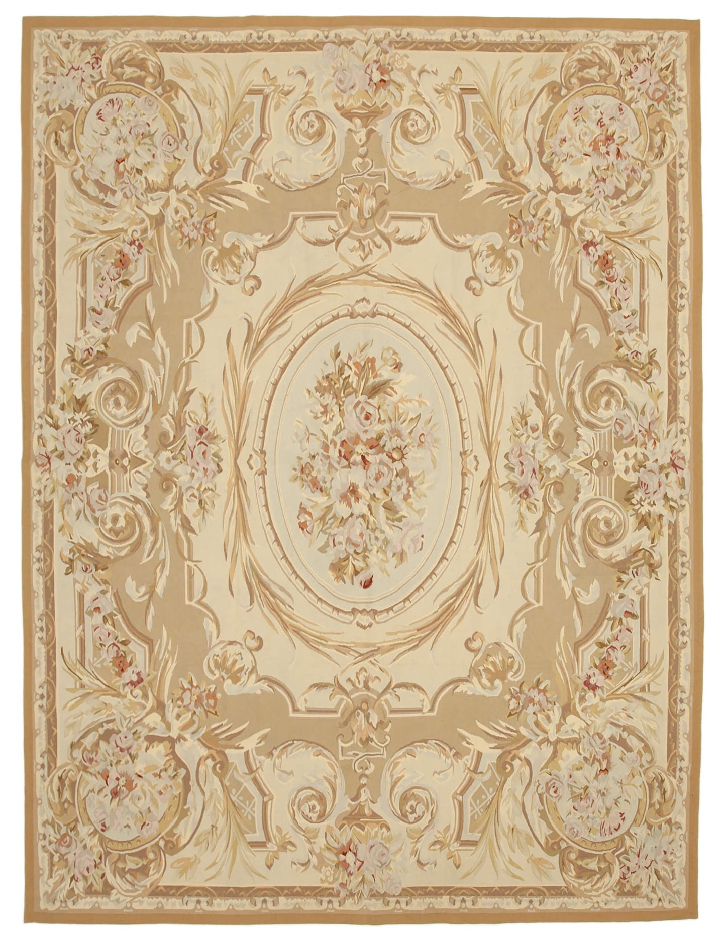 9x12 Beige Aubusson Kilim - 29547