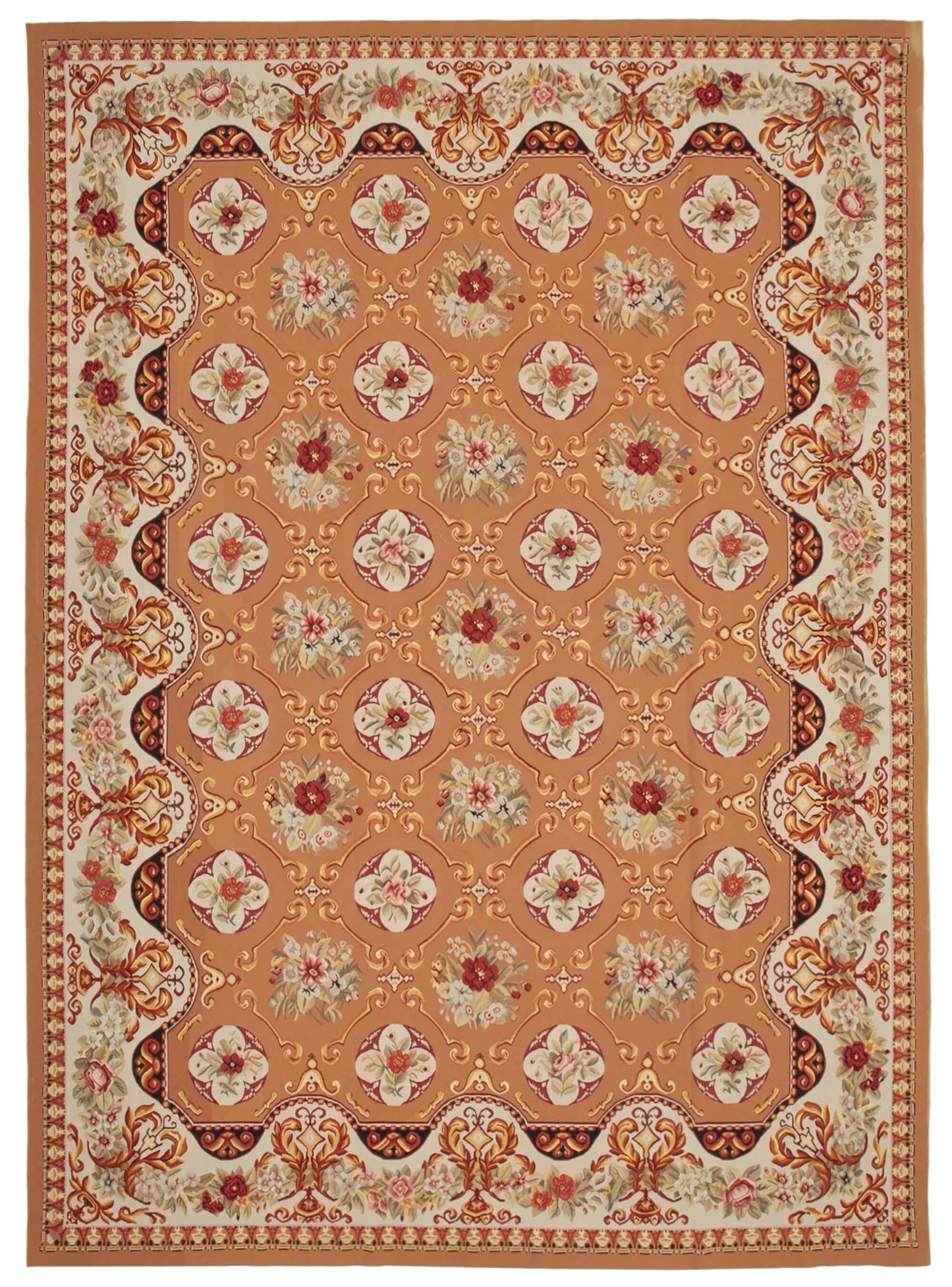 10x14 Beige Aubusson Kilim - 29554