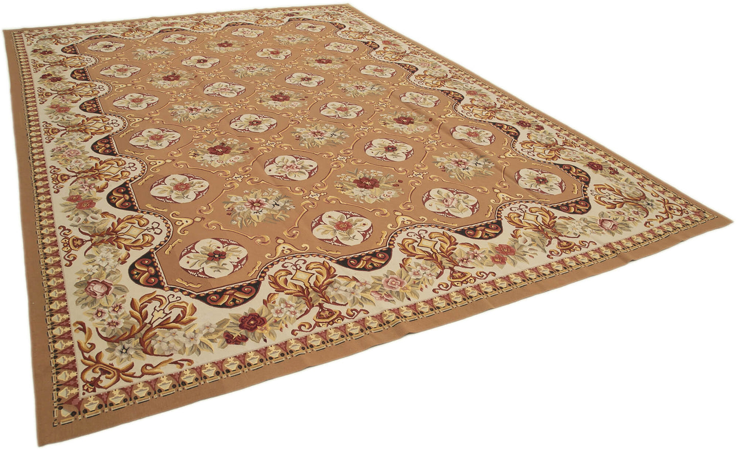 10x14 Beige Aubusson Kilim - 29554