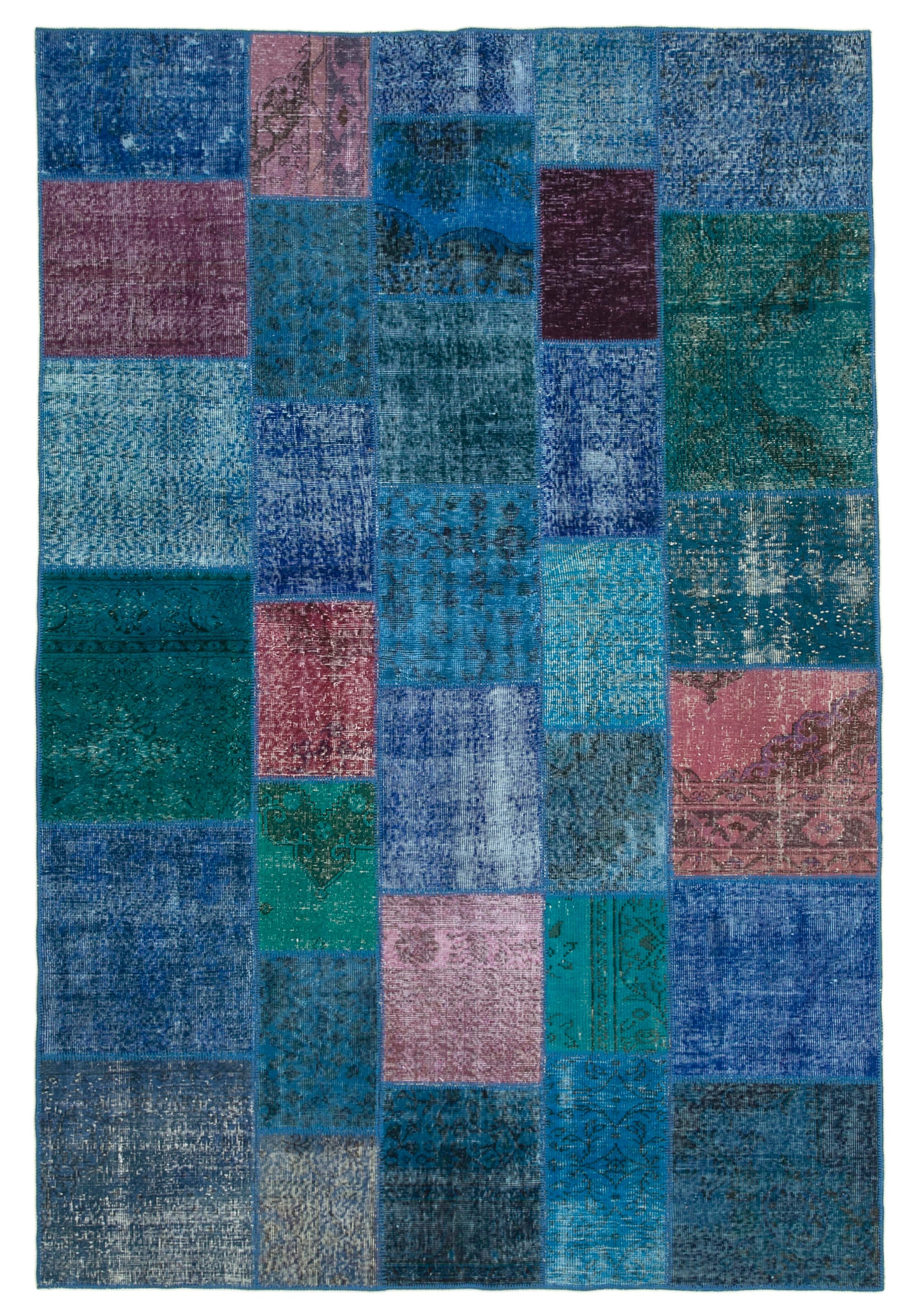 7x10 Blue Patchwork Rug - 31389