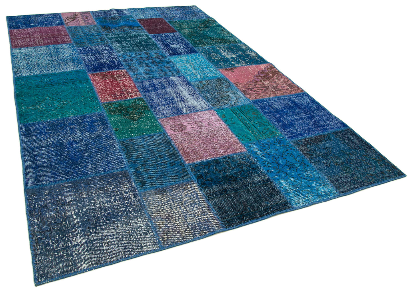 7x10 Blue Patchwork Rug - 31389