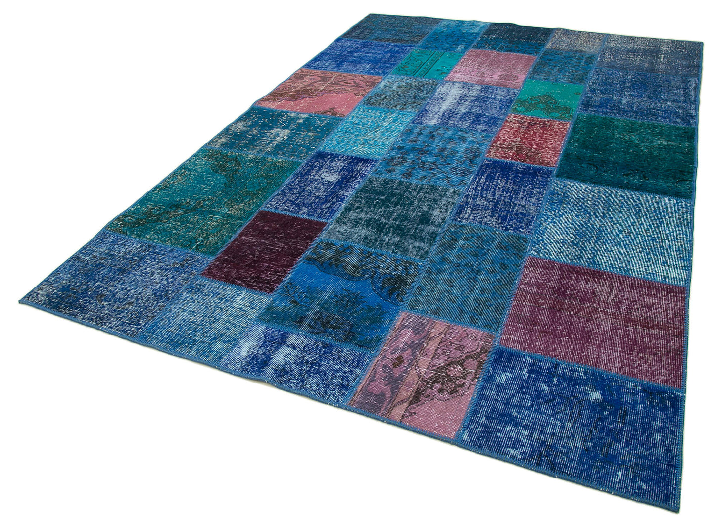 7x10 Blue Patchwork Rug - 31389