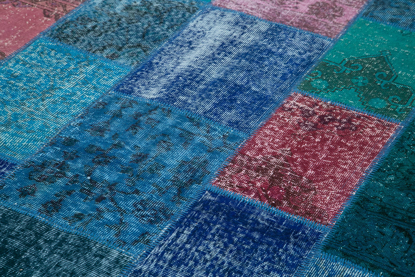 7x10 Blue Patchwork Rug - 31389