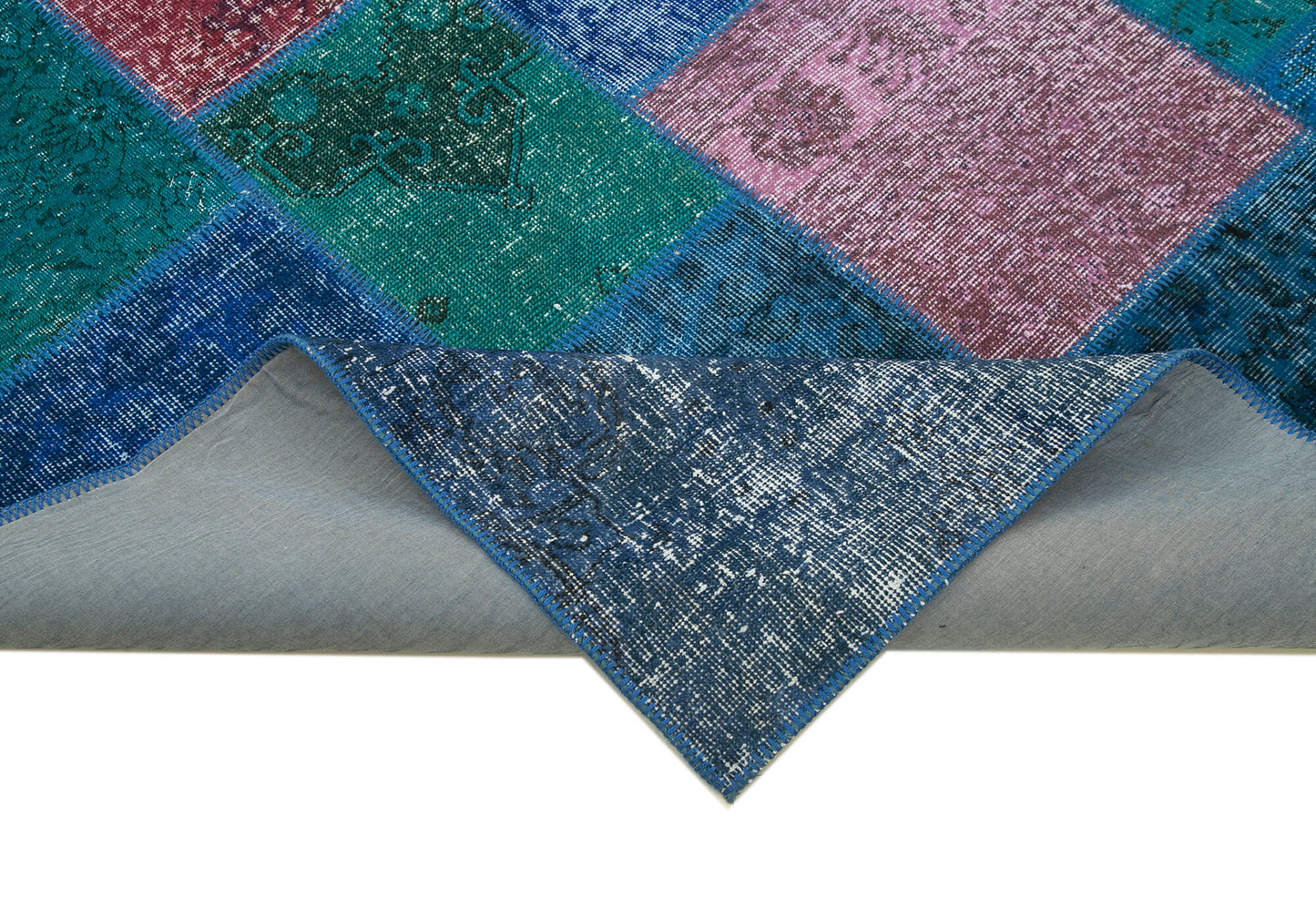 7x10 Blue Patchwork Rug - 31389