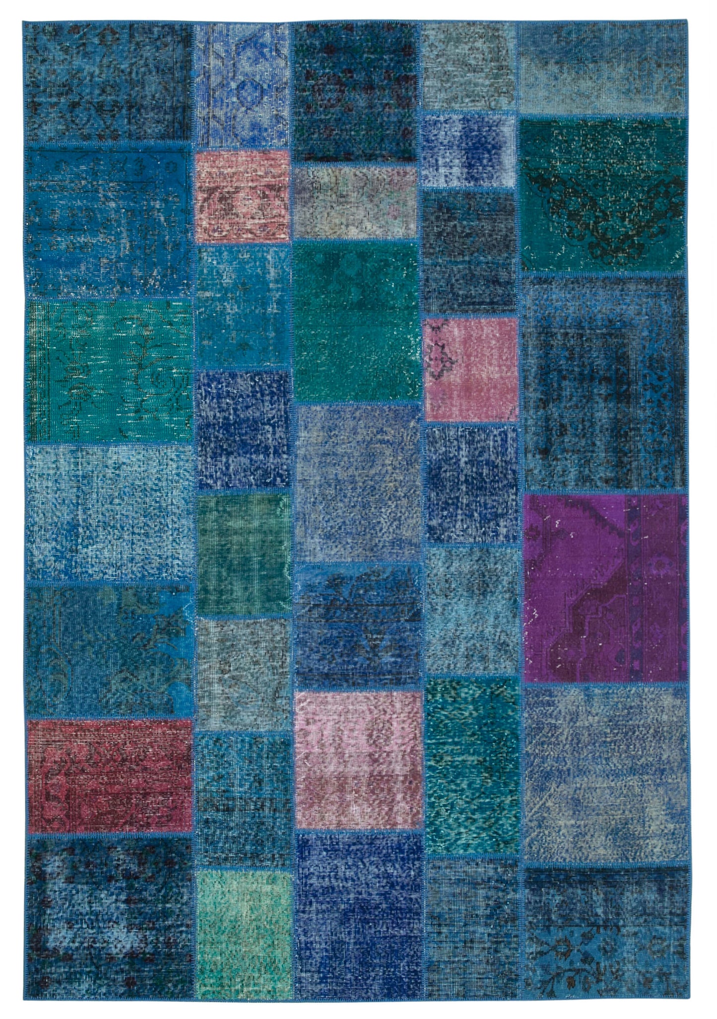 7x10 Blue Patchwork Rug - 31559