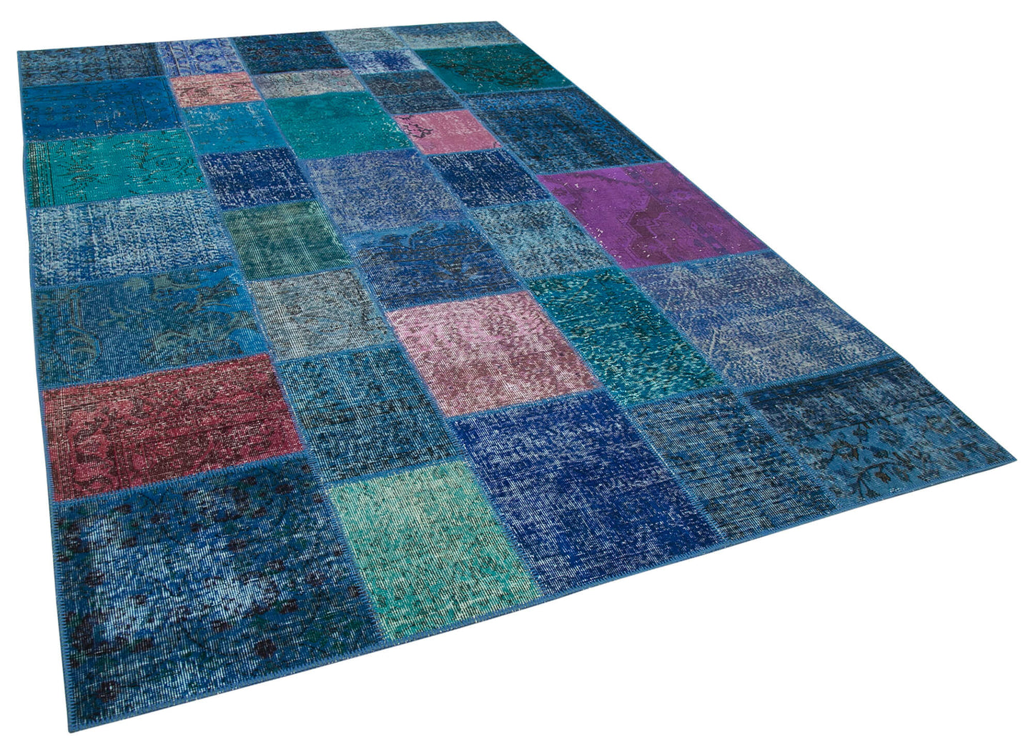 7x10 Blue Patchwork Rug - 31559