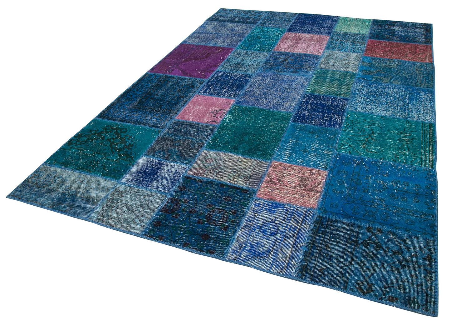 7x10 Blue Patchwork Rug - 31559