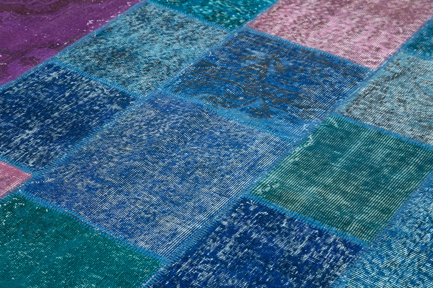 7x10 Blue Patchwork Rug - 31559