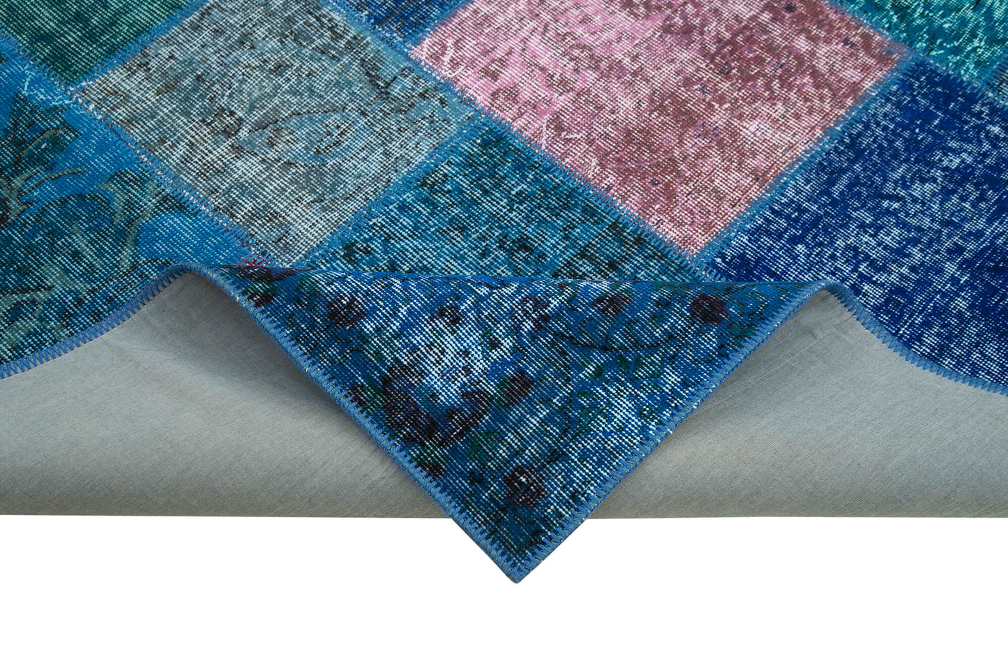 7x10 Blue Patchwork Rug - 31559