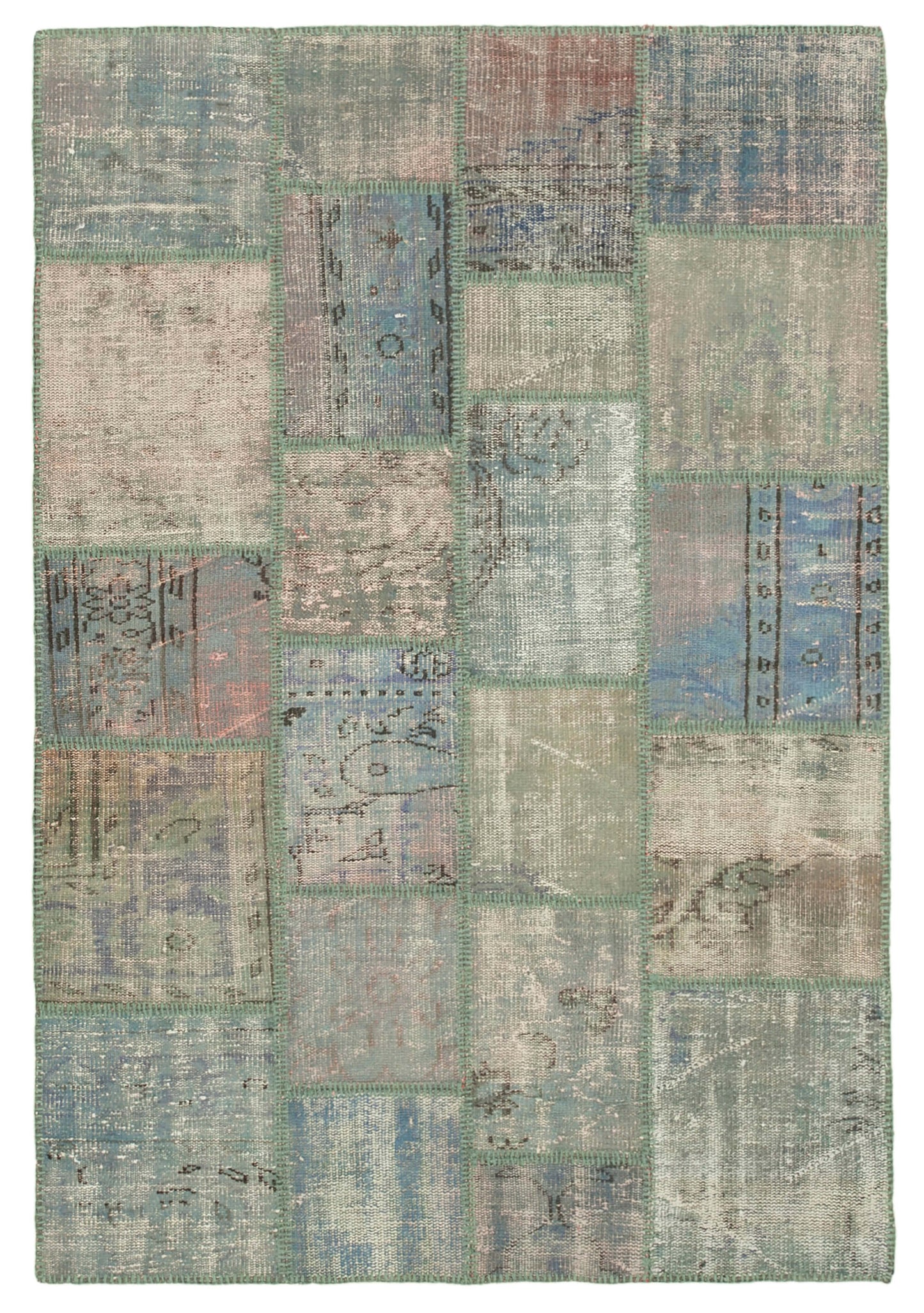 5x7 Blue Patchwork Rug - 31721