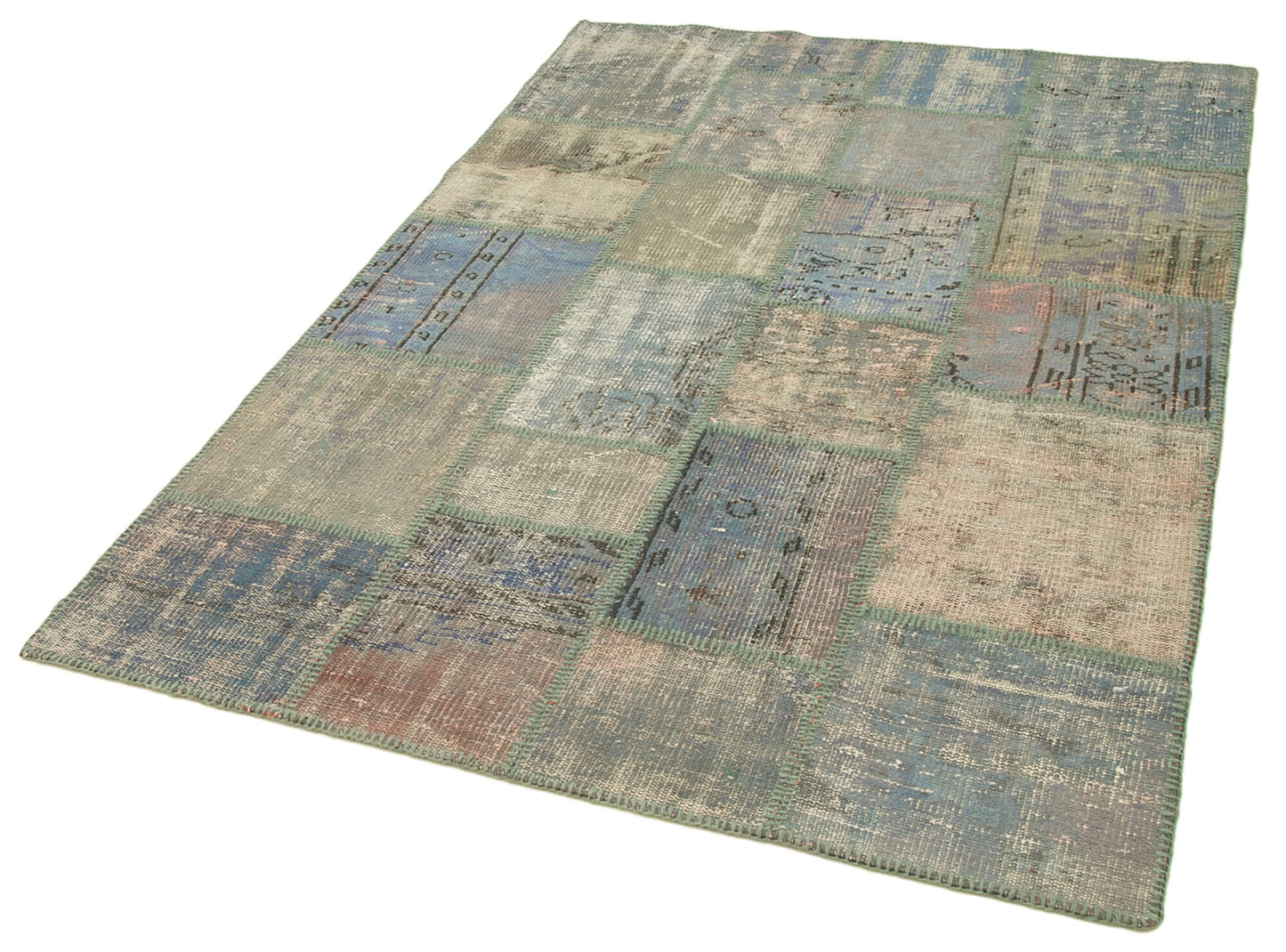 5x7 Blue Patchwork Rug - 31721