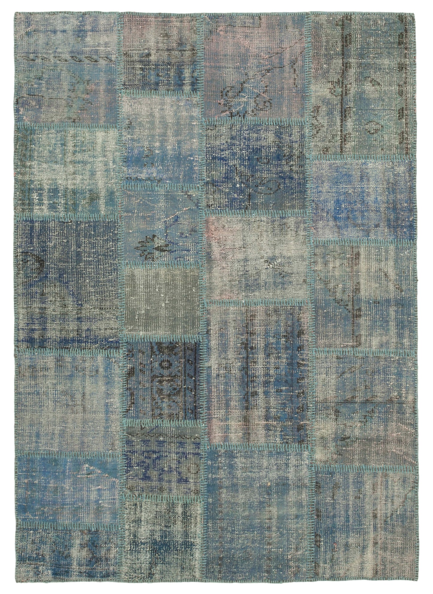 5x7 Blue Patchwork Rug - 31723