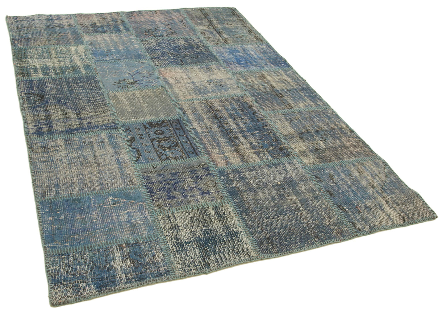 5x7 Blue Patchwork Rug - 31723