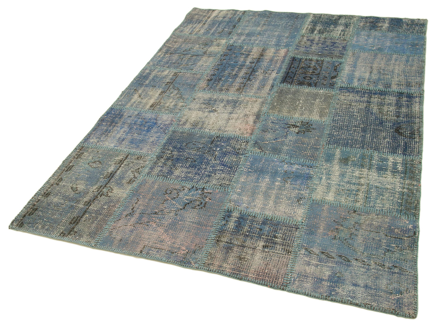 5x7 Blue Patchwork Rug - 31723