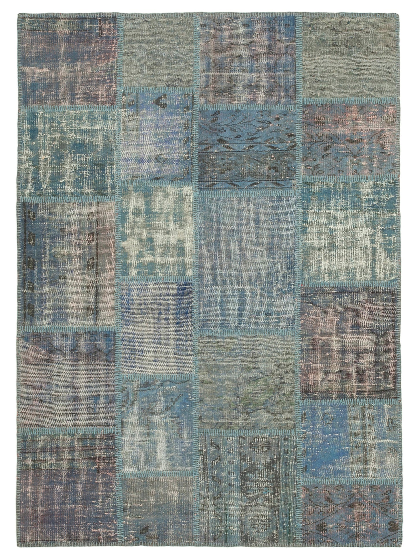 5x7 Blue Patchwork Rug - 31757