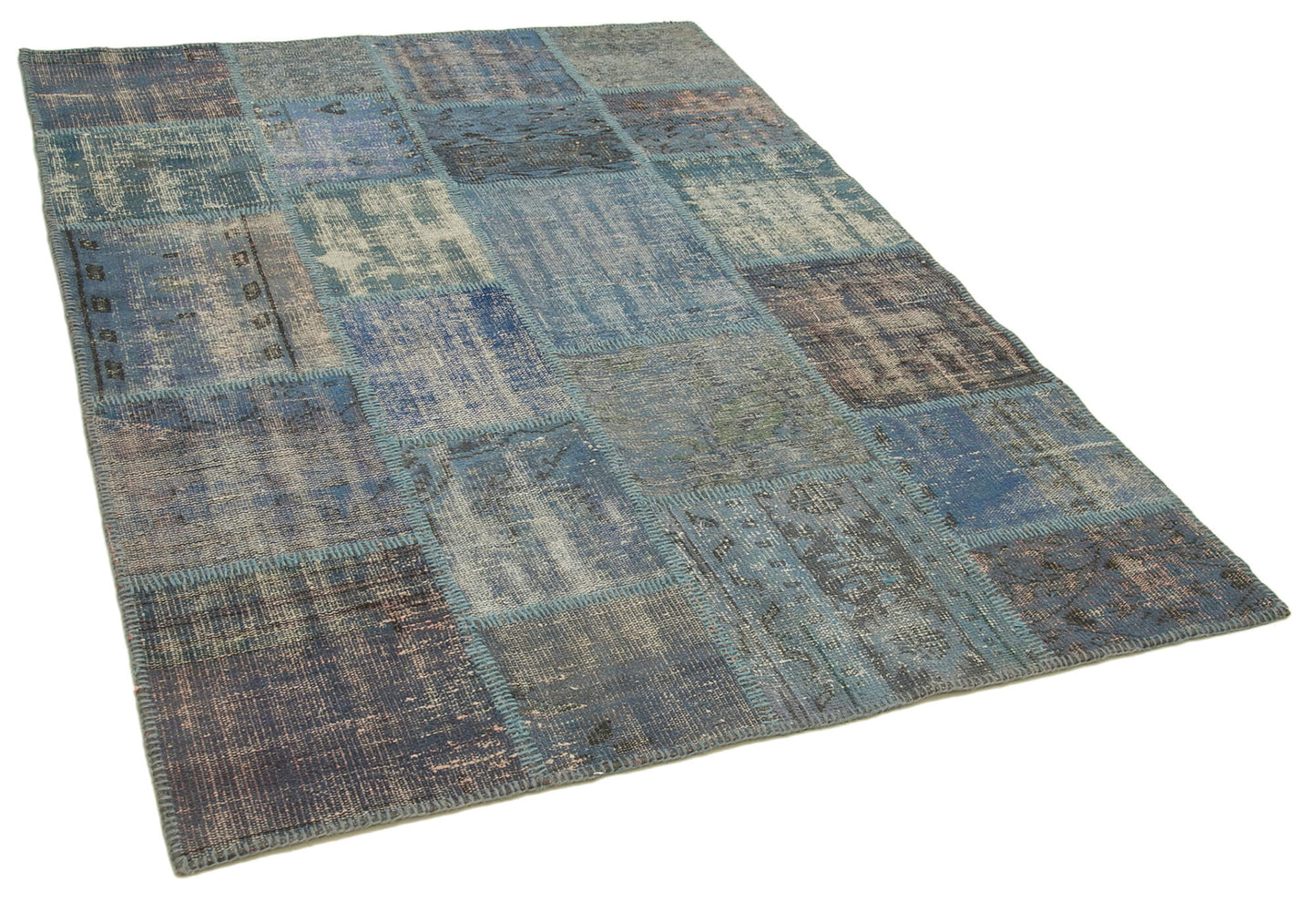 5x7 Blue Patchwork Rug - 31757